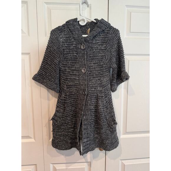 Free People Grey Mix Hooded Sweater with Pockets- Small - Picture 1 of 5